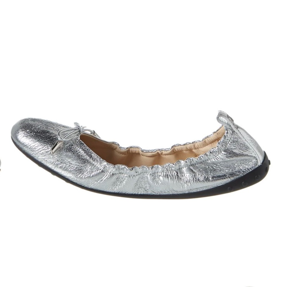 TOD’S GOMMINO METALLIC LEATHER BALLERINA FLAT